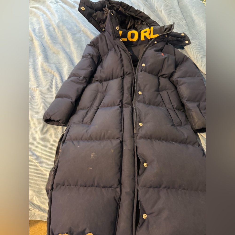 Ralph Lauren Navy Long Puffer Coat